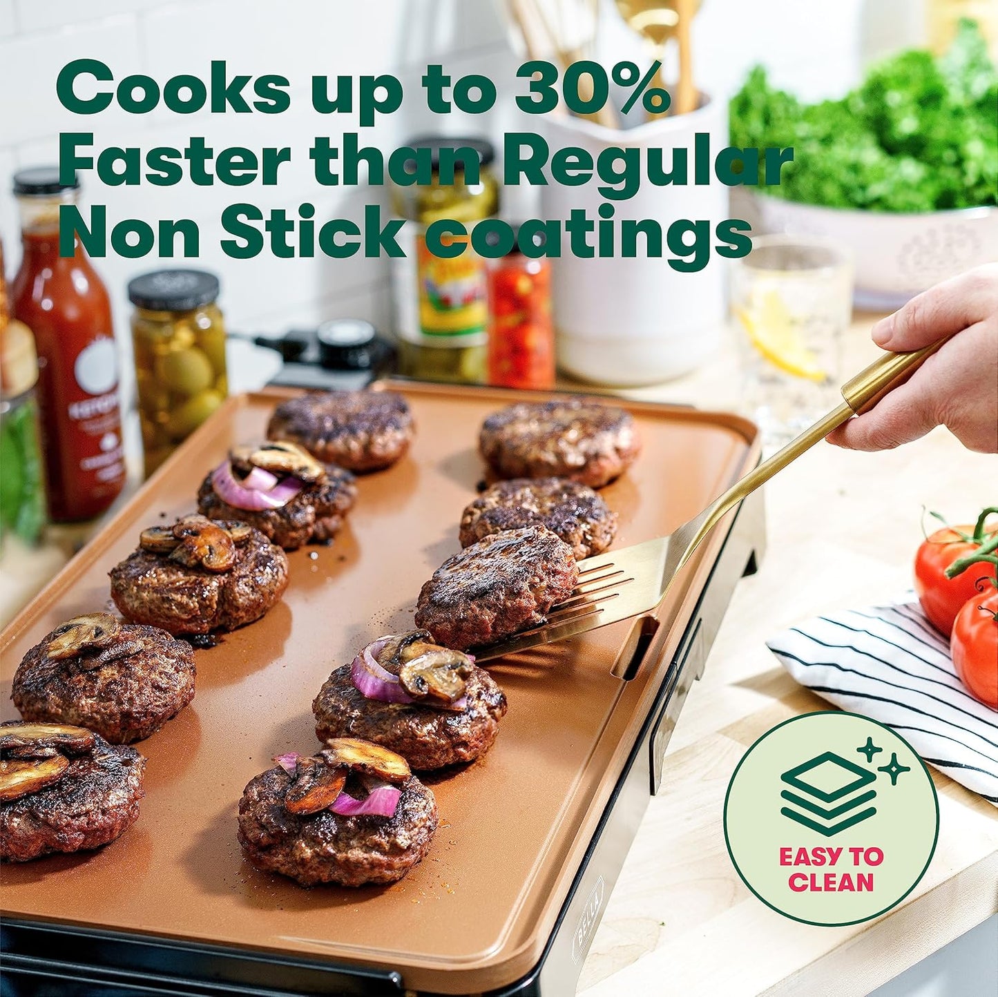 15 12" 22", bella XL Electric Ceramic Titanium Griddle, Make Eggs At Once, Healthy-Eco Non-stick Coating, Hassle-Free