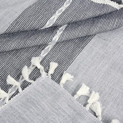 24 24 Inch, Small Square Tablecloth x Cotton Linen Boho Gray Nightstand Cover with Tassels, Rustic Farmhouse Grey End