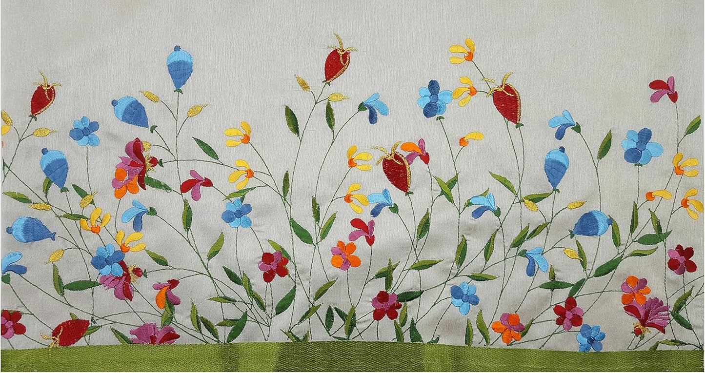 TALISMAN4U Shabbat Challah Cover - Embroidered Flowers of Paradise in Raw Silk, Israel Judaica Gift