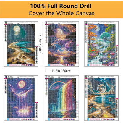 Mowana 6 Pack Diamond Art Kits for Adults - Moon Beach Diamond Painting Kits for Adults Beginners, 5D DIY Round dots Full Drill Gem Art for Home Wall Decor and Gifts 12x16inch