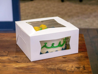 Southern Champion Tray 23033 Paperboard White Lock Corner Window Bakery Box, 4" Length x 4" Width x 4" Height (Case of 200)
