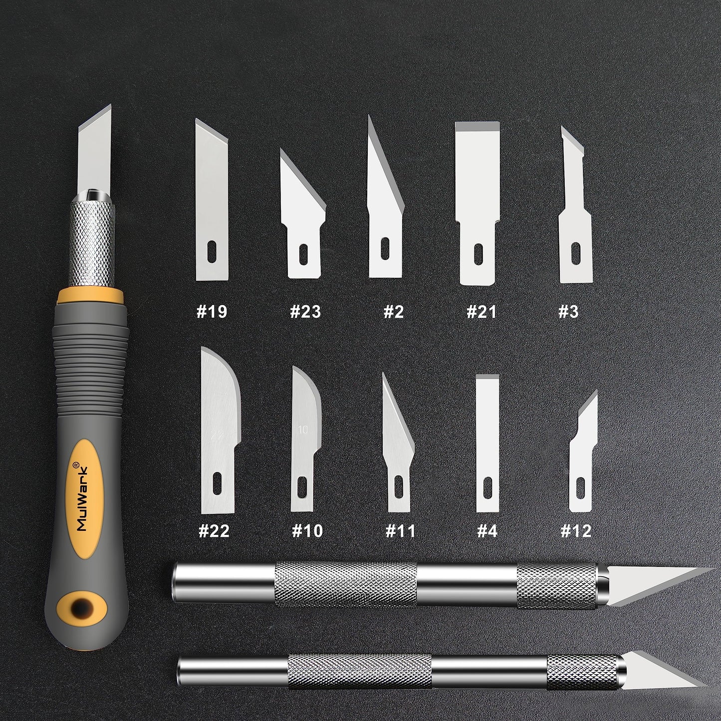 MulWark 136-Piece Precision Hobby Knife Set with Blade Storage Magnetic Handle - Portable Exacto Knife for Modeling & Crafting, Includes Chiseling, Stencil Edge & Fine Point Blades, 120#11 Blades