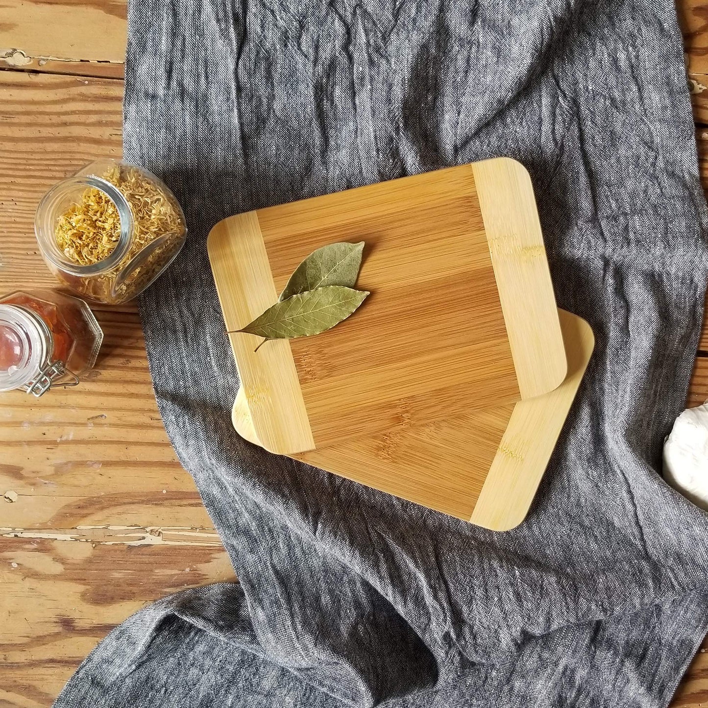 Lipper International Bamboo Wood Two-Tone Kitchen Cutting and Serving Board, Small, 8" x 6" x 5/16", Set of 2