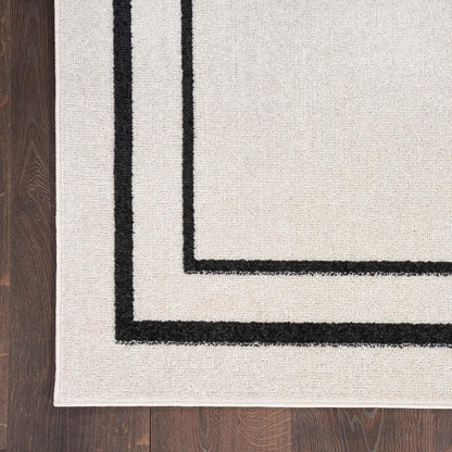 2' 6' (6' Nourison Home Nourison Essentials Ivory/Black x Area Rug - Easy Clean, Non Shedding, Bed Room, Living Room