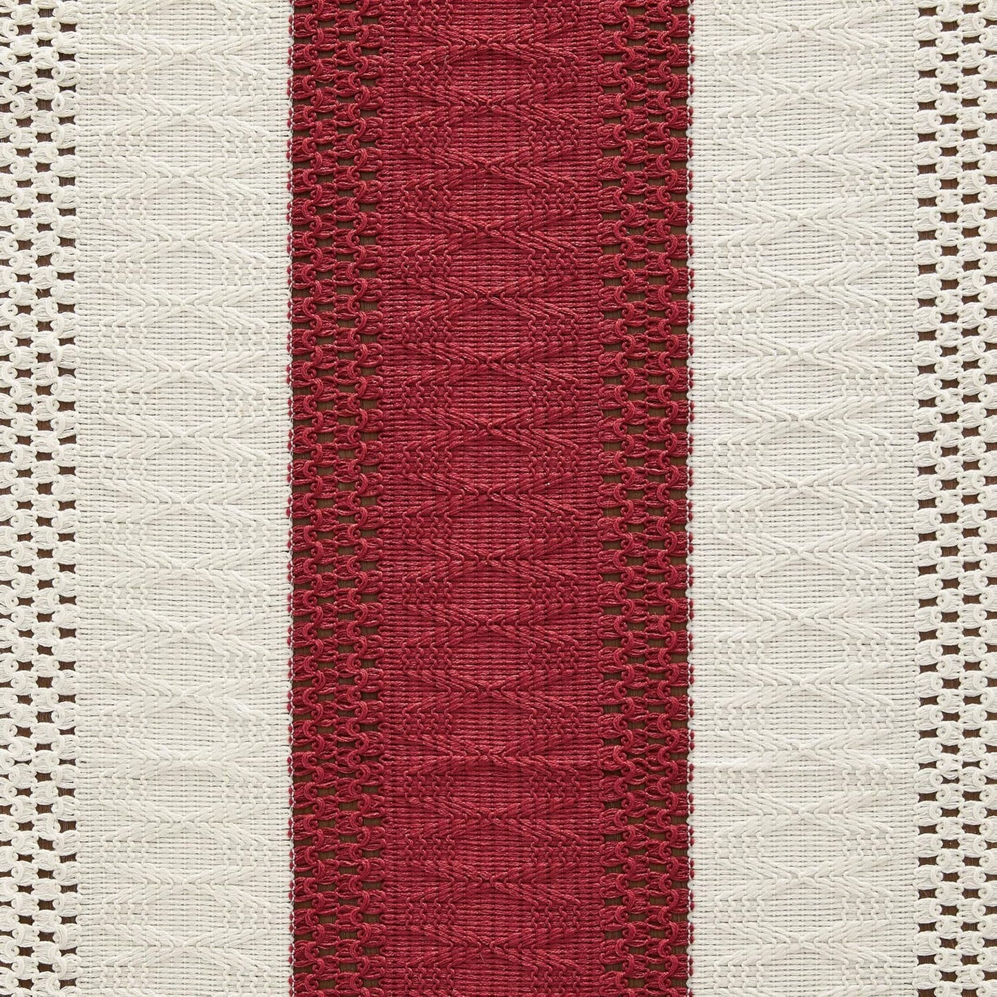 14 72 Inch 72 Inches ZeeMart Macrame Style Bicolor Stitching Table Runner, x Red/Ivory, Boho Red Table Runners Long