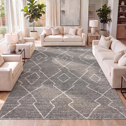 JONATHAN Y Alia Moroccan Beni Souk Gray/Cream Indoor Area Rug, 3x5, Bohemian, Scandinavian, Easy-Cleaning for Living Room, Bedroom, Kitchen, Pet Friendly, Non-Shedding (MOH202B-3)