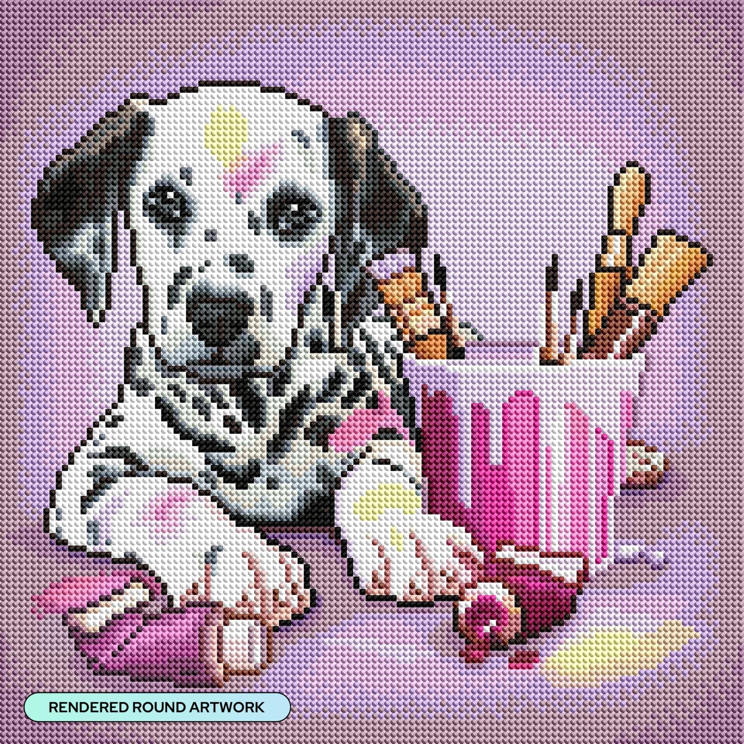 DIAMOND ART CLUB Paint Me Beautiful - Dalmation Diamond Painting Kit, Fun DIY Crafts for Adults, Round Diamond Art Canvas, 13" x 13" (33 cm x 33 cm)