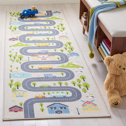 2'2" 6' (KPH227A) SAFAVIEH Washable Rug Kids Playhouse Collection - x Runner, Beige & Green, Slip Resistant & Easy