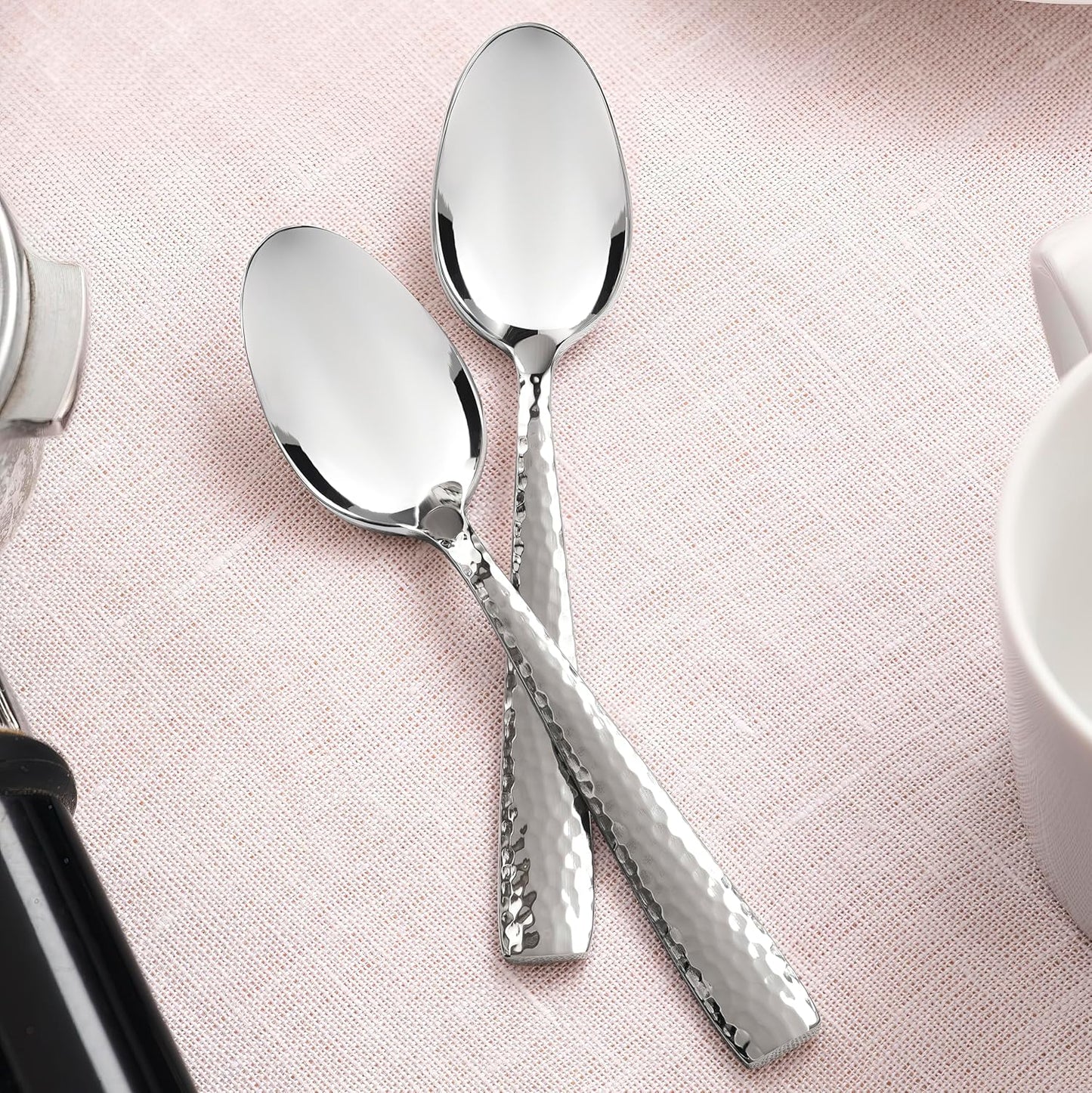 Hudson Essentials 4.6-inch Hammered Demitasse Espresso Spoons, Set of 6, 18/10 Stainless Steel Mini Coffee Spoons