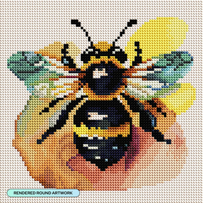 DIAMOND ART CLUB Watercolor Bee Diamond Painting Kit, Fun DIY Crafts for Adults, Round Diamond Art Canvas, 9" x 9" (22.8 cm x 22.8 cm)