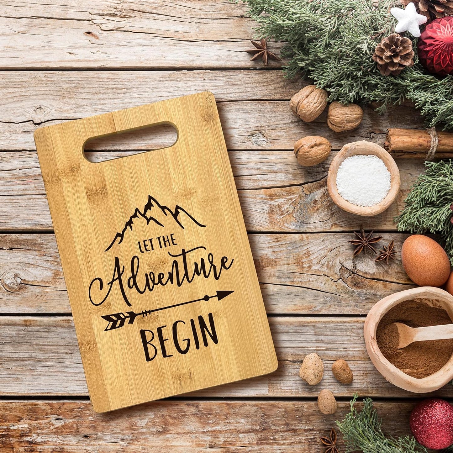 Let The Adventure Begin Bamboo Cutting Board, Camper Cabin Decor, Housewarming Gift for Kitchen
