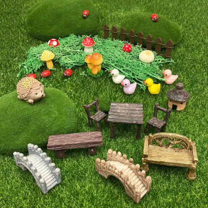 PIVNASY 56 Pcs Fairy Garden Accessories, Mini Resin Animals Figures, Miniature Table and Chairs, Moss Bonsai Micro Landscape Ornaments Kit, Miniature Garden Kit, Terrarium Ornaments DIY Craft