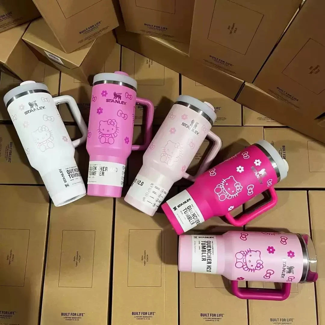 Pink Stanley Quencher H2.0 Tumbler – 40 oz Travel Cup